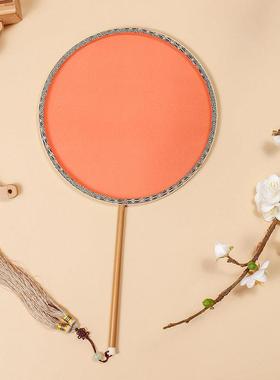 2025专业真丝空白团扇白色手绘画画圆形宫扇熟绢布工笔复古风扇