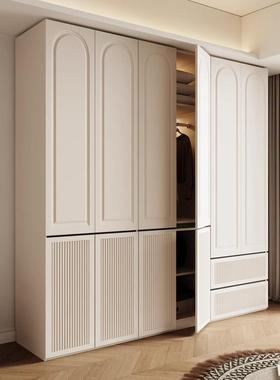 法式风奶油白色分段式衣柜ENF级家用卧室小户型主卧成品收纳衣橱