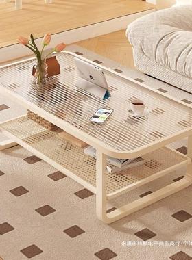 茶几客厅家用2024新款轻奢高级感小户型桌子钢化奶油风茶几桌