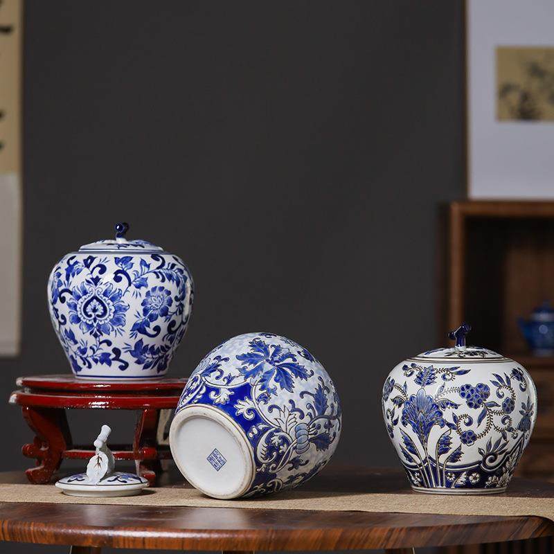 景德镇储物罐青花瓷花瓶客厅中式陶瓷花瓶摆件带盖装饰品花盆摆件,橡塑材料及制品,工业陶瓷,淘宝优惠券,粉丝福利购,淘宝优惠卷