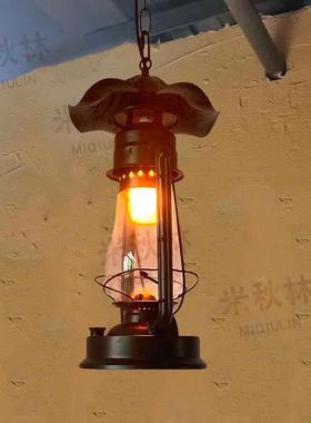 复古马灯创意主题餐厅走廊装饰小吊灯 铁艺油灯 户外阳台防水灯具