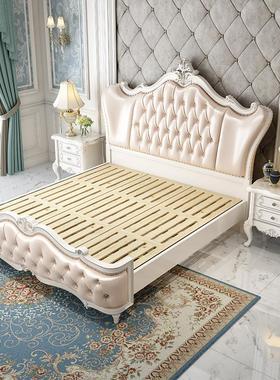 实木美式床珍珠白色1.8米欧式床公主全实木床双人皮床主卧婚床