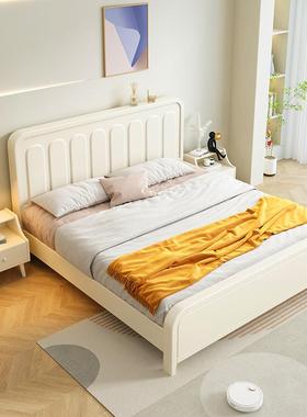 白色北欧实木床现代简约双人床美式1.8m1.5m贝壳床主卧储物结婚床