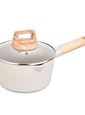 韩式麦饭石家用汤锅24CM双耳不粘锅耐热火锅泡厨房面锅电磁炉锅具