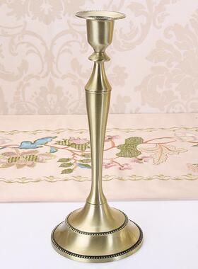 烛台欧式合金烛光晚餐蜡烛台婚庆摆件美式西餐桌单头复古浪漫蜡台
