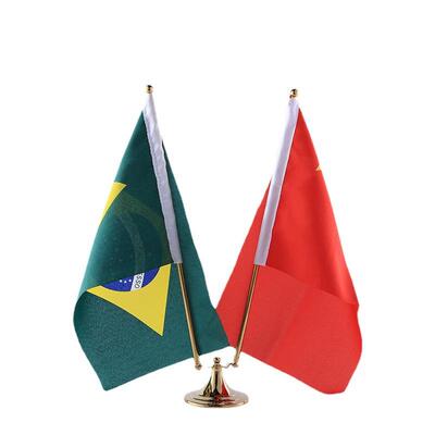 伸缩办公旗双杆V型金属旗座会议大厅展示金塔底座贡缎涤纶