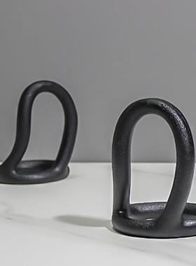 现代简约创意环形树脂书档书靠样板房售楼处书房书桌装饰品摆设