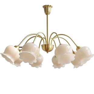 现代法式 全铜简约奶油铃兰花卧室吊灯衣帽间客厅餐厅卧室吊灯 美式