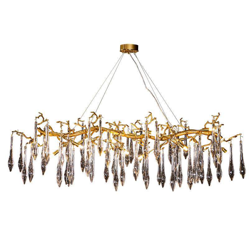 法式轻奢水晶客厅吊灯餐厅卧室全铜树枝复古水滴灯黄铜灯黄铜复古,家装灯饰光源,智能吊灯,淘宝优惠券,粉丝福利购,淘宝优惠卷