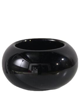 现代简约黑色白色圆形琉璃摆件样板间玄关床头柜洽谈桌面花器饰品