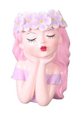 女孩仙女花器创意多肉花盆小清新花瓶客厅电视柜干花装饰树脂摆件