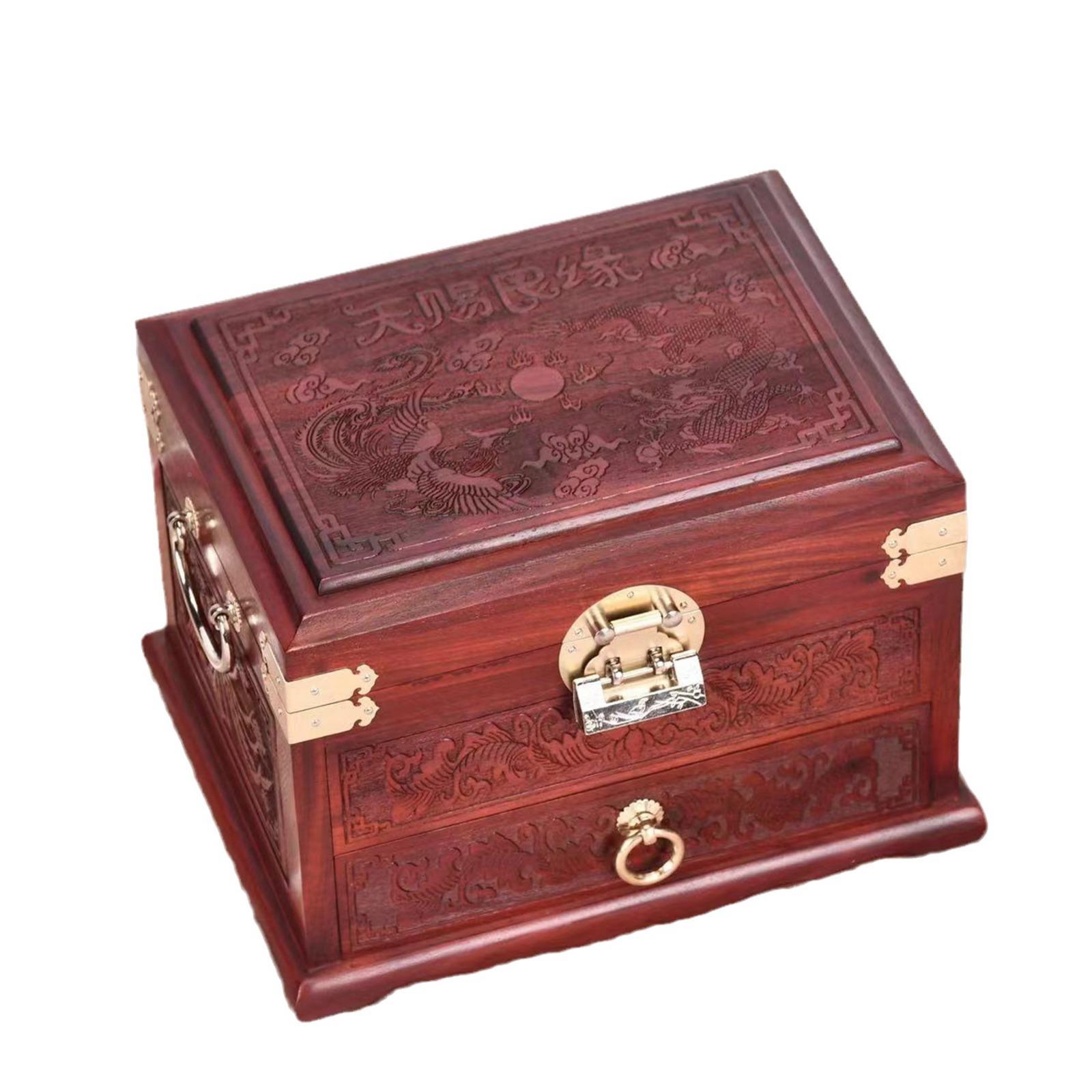 紫檀木天赐良缘女品生珠宝首饰盒红木镜箱木工质ZIY艺创意婚家居