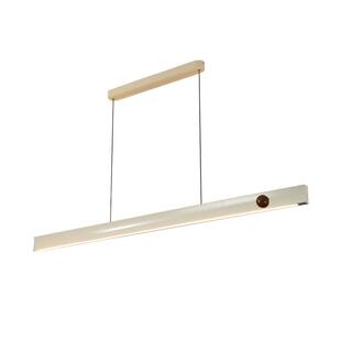 日式原木风餐厅一字吊灯手扫感应北欧创意个性艺术长条吧台灯具