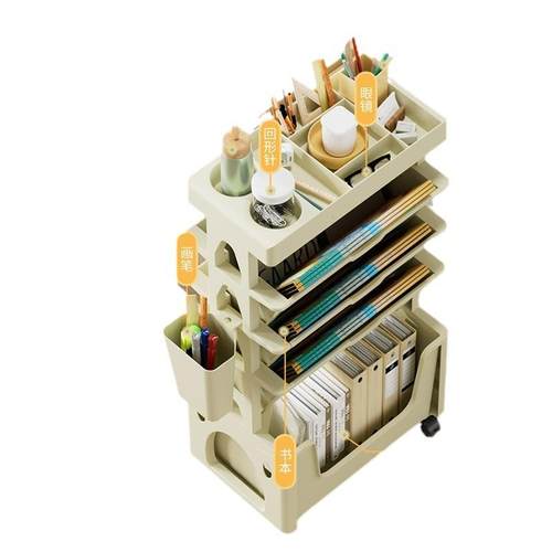 落地多层置物架可移动带轮整理书架学生桌边杂物收纳厨房书房