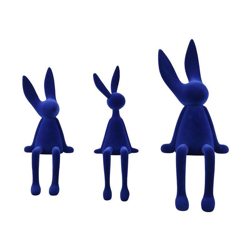 克莱因蓝高级感摆件客厅创意植绒坐姿兔子现代简约样板间软装饰品,家居饰品,装饰摆件,淘宝优惠券,粉丝福利购,淘宝优惠卷