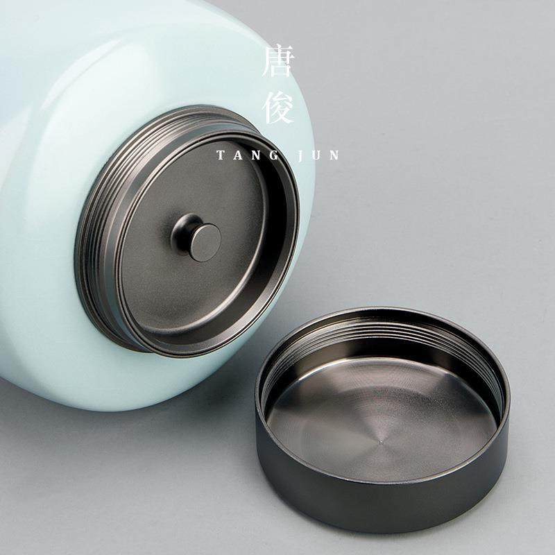 汝窑茶叶罐金属盖大号陶瓷储存罐家用密封罐红茶防潮普洱罐子,餐饮具,茶叶罐,淘宝优惠券,粉丝福利购,淘宝优惠卷