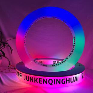 吊顶圆环通体氛围灯悬挂酒吧装饰灯LED圆形七彩幻彩亚克力灯箱