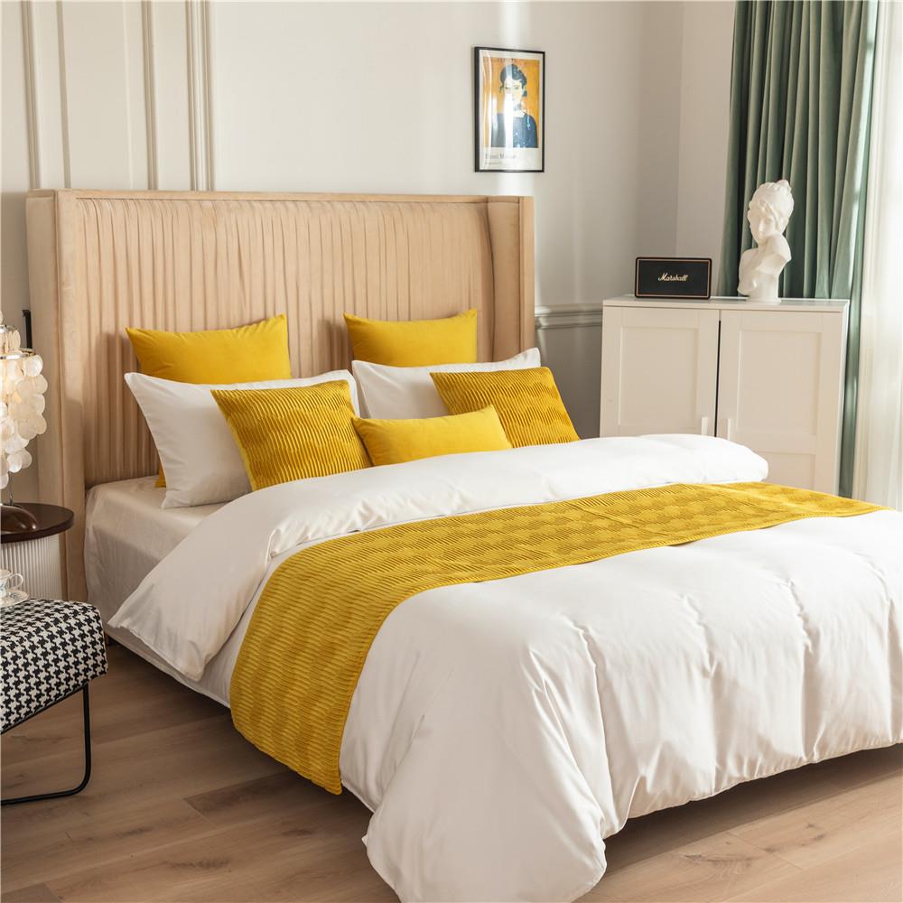 北欧简约纯店色间荷兰绒几何民波浪纹双面可用酒宿样cx010板床旗