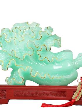 蓝冰玉白菜摆件客厅玄关办公室桌酒柜招财装饰工艺品店铺开业礼品