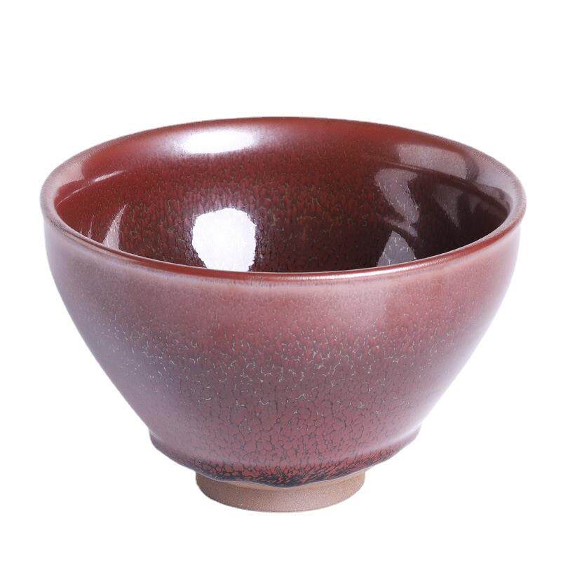 建阳红鹧鸪建盏点茶大号碗家用茶洗福建窑束口黑釉天目茶杯