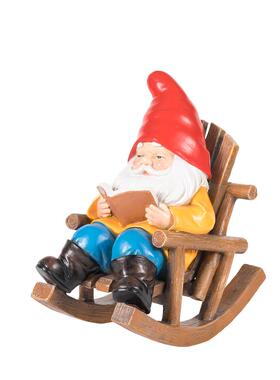 新品躺椅看书地精花园摆件家居户外装饰白胡子老人树脂工艺品