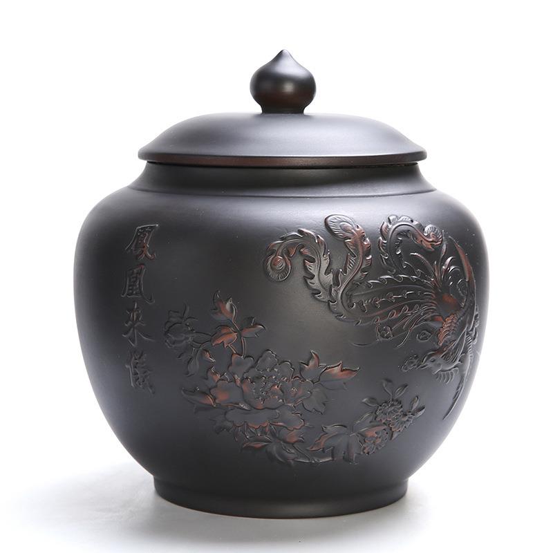 紫陶茶叶罐一斤装紫砂茶罐子密封罐茶叶储存罐大号特大号茶叶罐