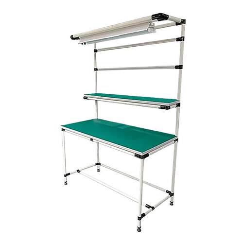 防静电精益管工作台带灯车间操作台线棒电商物流仓库打包台桌厂家