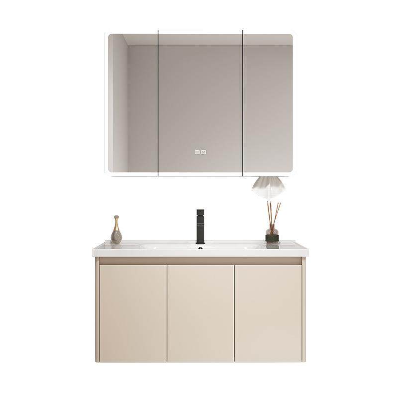 圆弧蜂窝铝浴室柜组合带侧边收纳抽纸圆角陶瓷一体盆卫生间洗脸盆