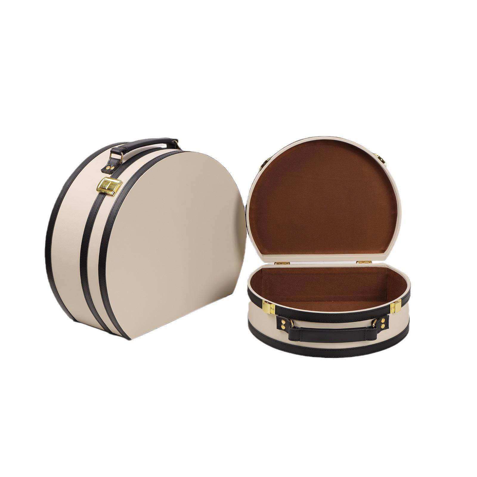 衣帽间黑边白色半圆手提收纳箱样板房衣柜皮革收纳盒软装饰品摆件,收纳整理,首饰盒,淘宝优惠券,粉丝福利购,淘宝优惠卷