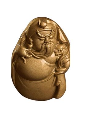 关羽手把件人物实木质男士随身盘玩物件黄铜铜工艺品关公手把