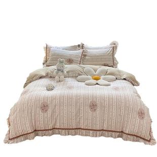 田园小碎花韩版四件套纯棉全棉三件套床单被套公主风花边女蕾丝