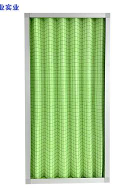 净化车间板式G3G4折叠式铝合金板框绿色白色滤棉初效空气过滤器