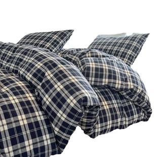 纯棉色织水洗棉全棉被套单件150x200床单人被罩200x230男被单双人