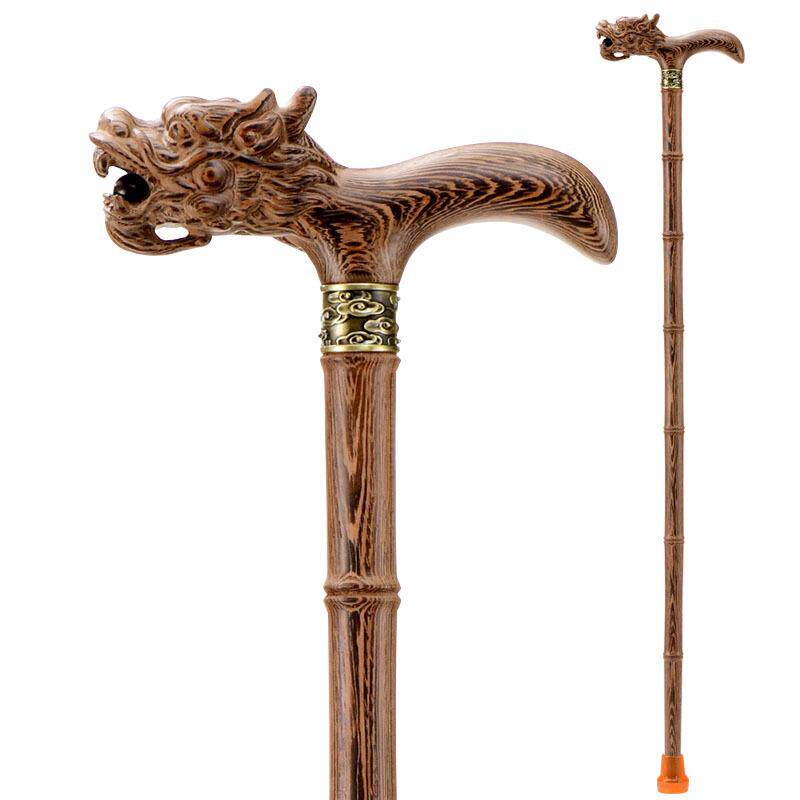 红木鸡翅木老人拐杖龙头拐杖防滑轻便拐棍木头拐扙手杖老年人拐棍