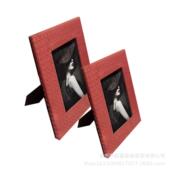 轻奢客厅电视柜玄关书房卧室软装 样板房高档影楼皮革装 饰相框摆台