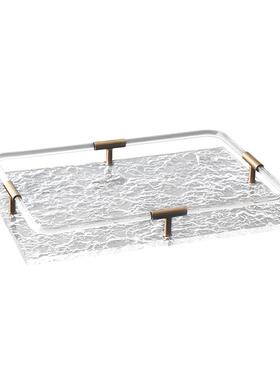 北欧不锈钢轻奢托盘客厅茶几餐台水果盘子创意亚克力收纳盆装饰品