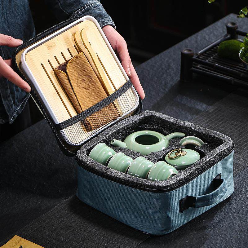 旅行茶具哥窑汝窑套装茶盘家用结婚开业房地产伴手礼可加印Lo,餐饮具,旅行茶具,淘宝优惠券,粉丝福利购,淘宝优惠卷