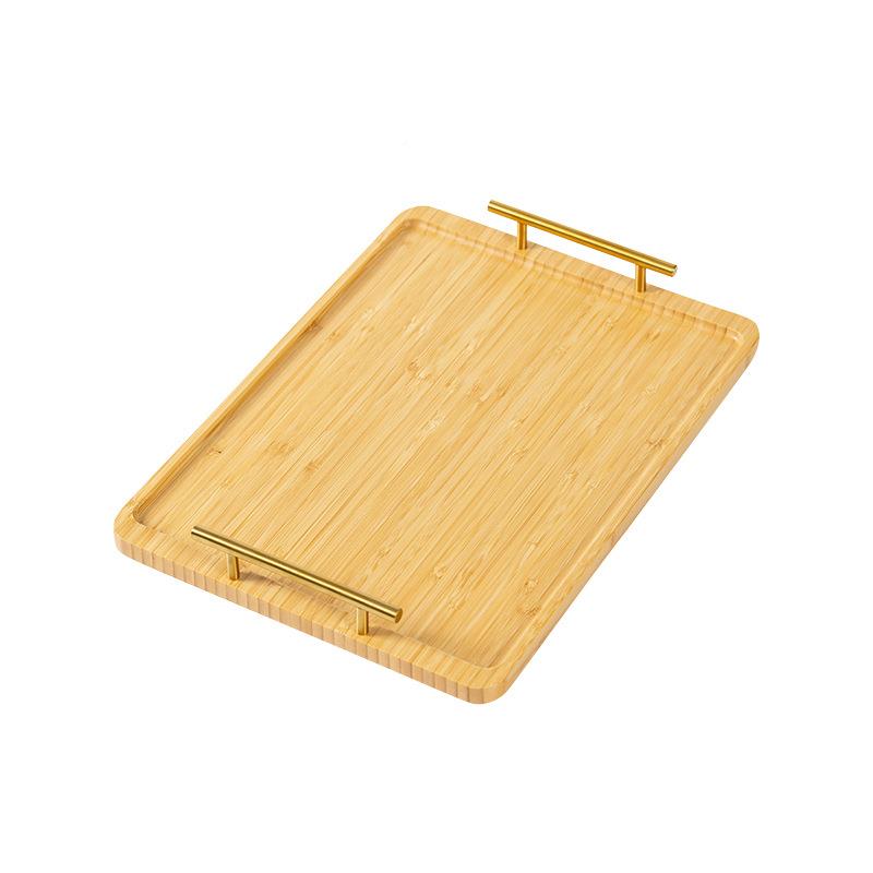 长方形带提竹手托托盘现代家用客LY0727厅几茶茶杯餐具盘收纳盘水