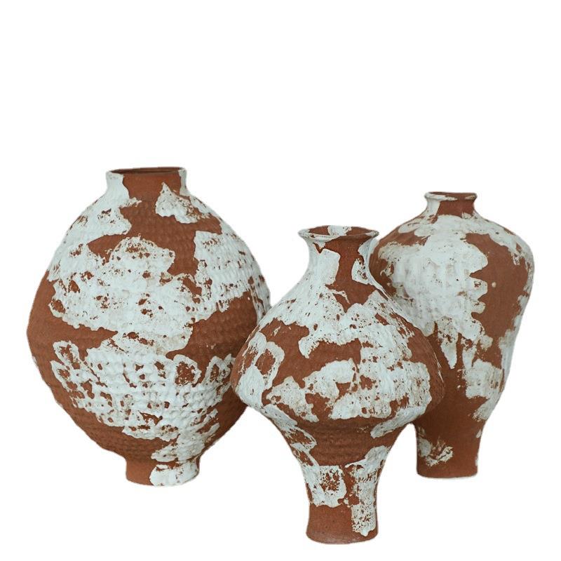 景德镇陶瓷花瓶HUB复古怀旧工酒店民手侘件寂风插花禅意摆粗陶罐