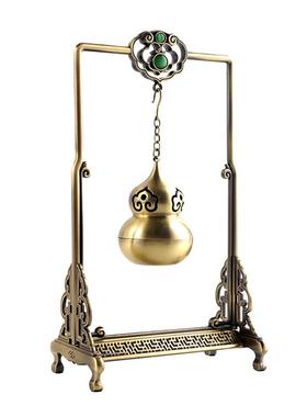 福禄如意新中式熏香吊炉摆件创意客厅玄关茶室桌面仿铜葫芦装饰品