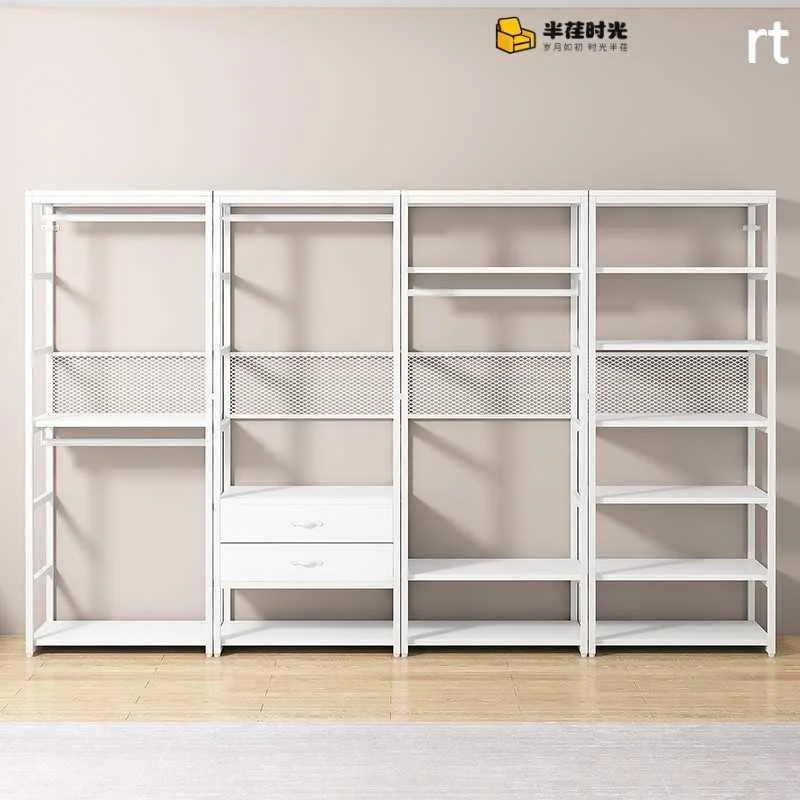 开放式金属框铁艺衣式步入柜衣帽间自制架子组装挂衣架落地置新品