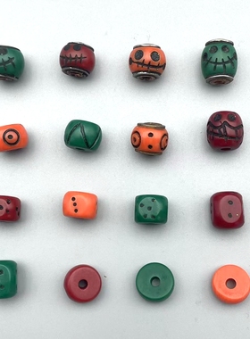 藏传料器手工阿呆隔珠藏式文玩手串佛珠diy散珠骰子大肠隔片腰珠