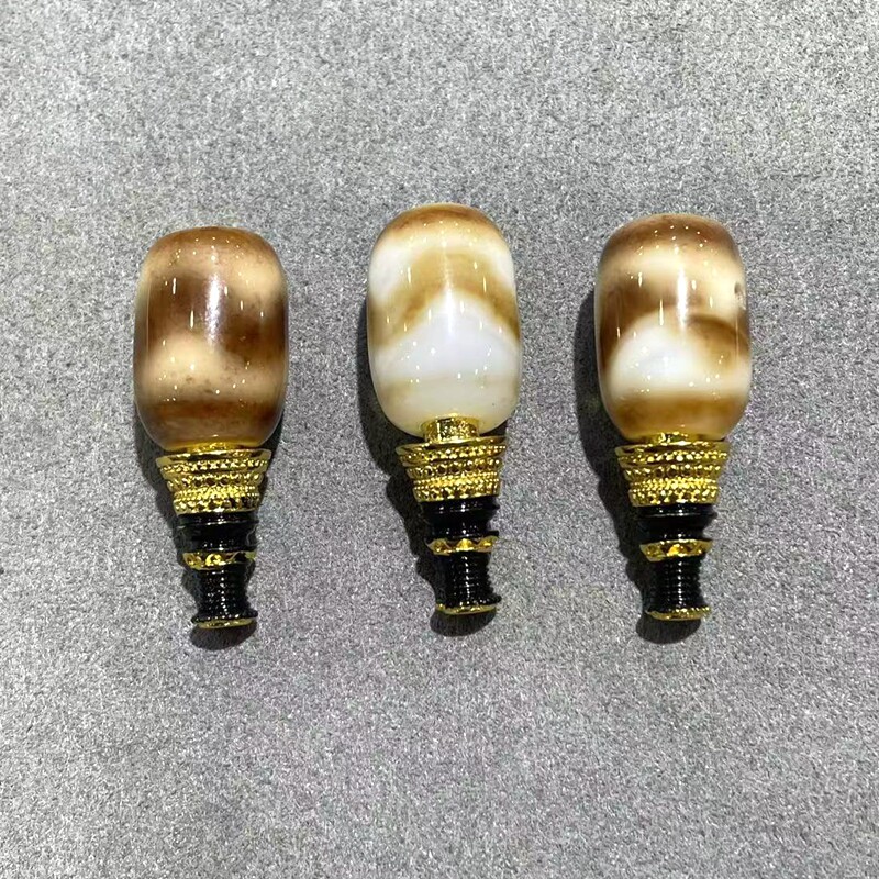 藏传老玛瑙虎牙天珠自然风化高油藏式文玩手串佛珠diy三通配饰