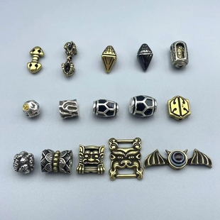 藏传黄铜配件金刚杵擦擦富甲珠纯铜经书扣并蒂莲骷髅散珠手工配饰