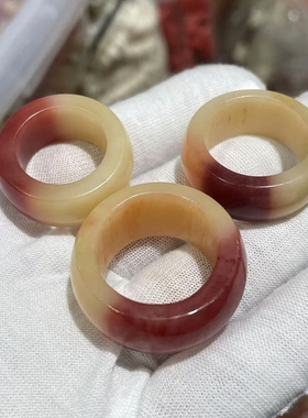 高油驼骨半血戒指跑环文玩杂项骨制品配饰藏式手串佛珠diy侧挂