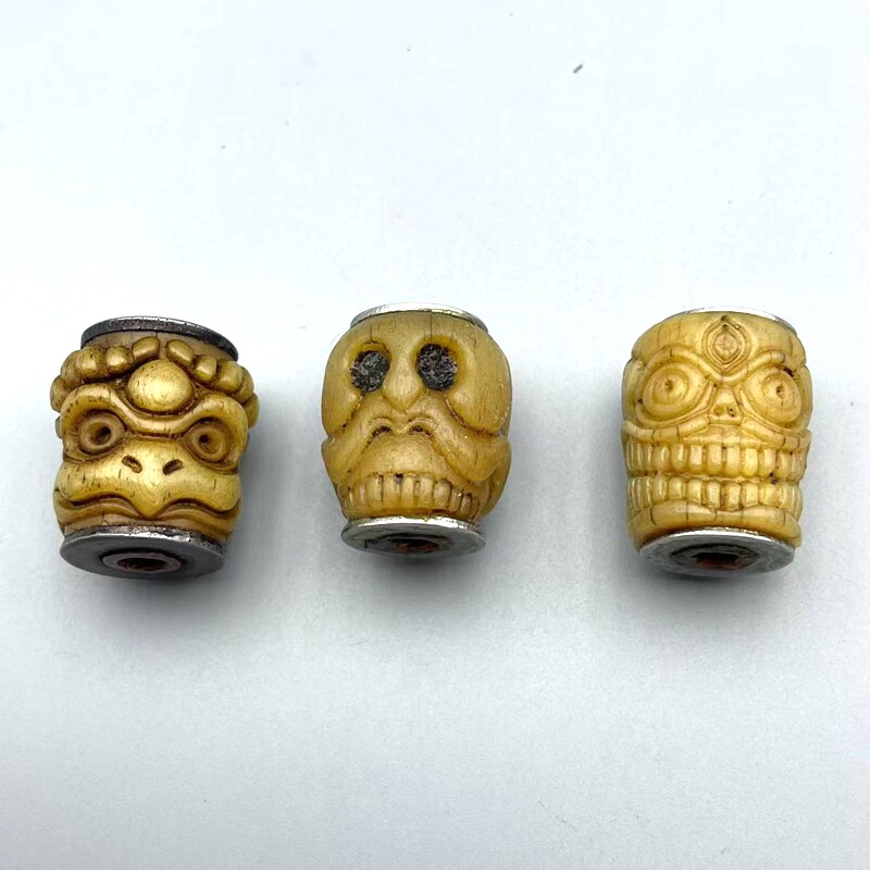 藏传回流老骨保真骆驼骨大鹏鸟尸陀林桶珠文玩手链佛珠散珠配饰