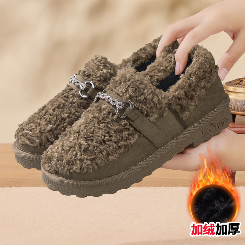 棉鞋女冬加绒保暖2025新款软底豆豆鞋一脚蹬老北京布鞋外穿毛毛鞋,女鞋,棉鞋,淘宝优惠券,粉丝福利购,淘宝优惠卷