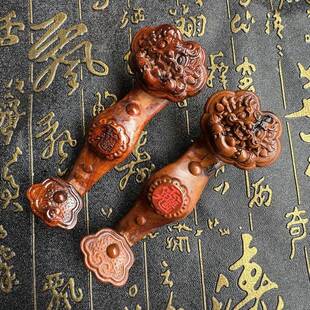 雷击枣木如意汽车挂件腰挂饰品手把件财神讳公明讳如意摆件10公分