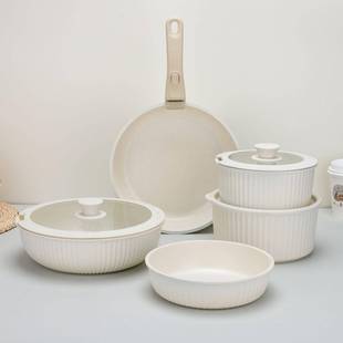 奶锅煎锅炒锅燃气灶电磁炉通用 跨境平底可拆卸手柄家用麦饭石套装