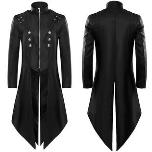 燕尾服 现货热销哥特式 狂欢节复古中世纪铆钉扣立领外套演出服